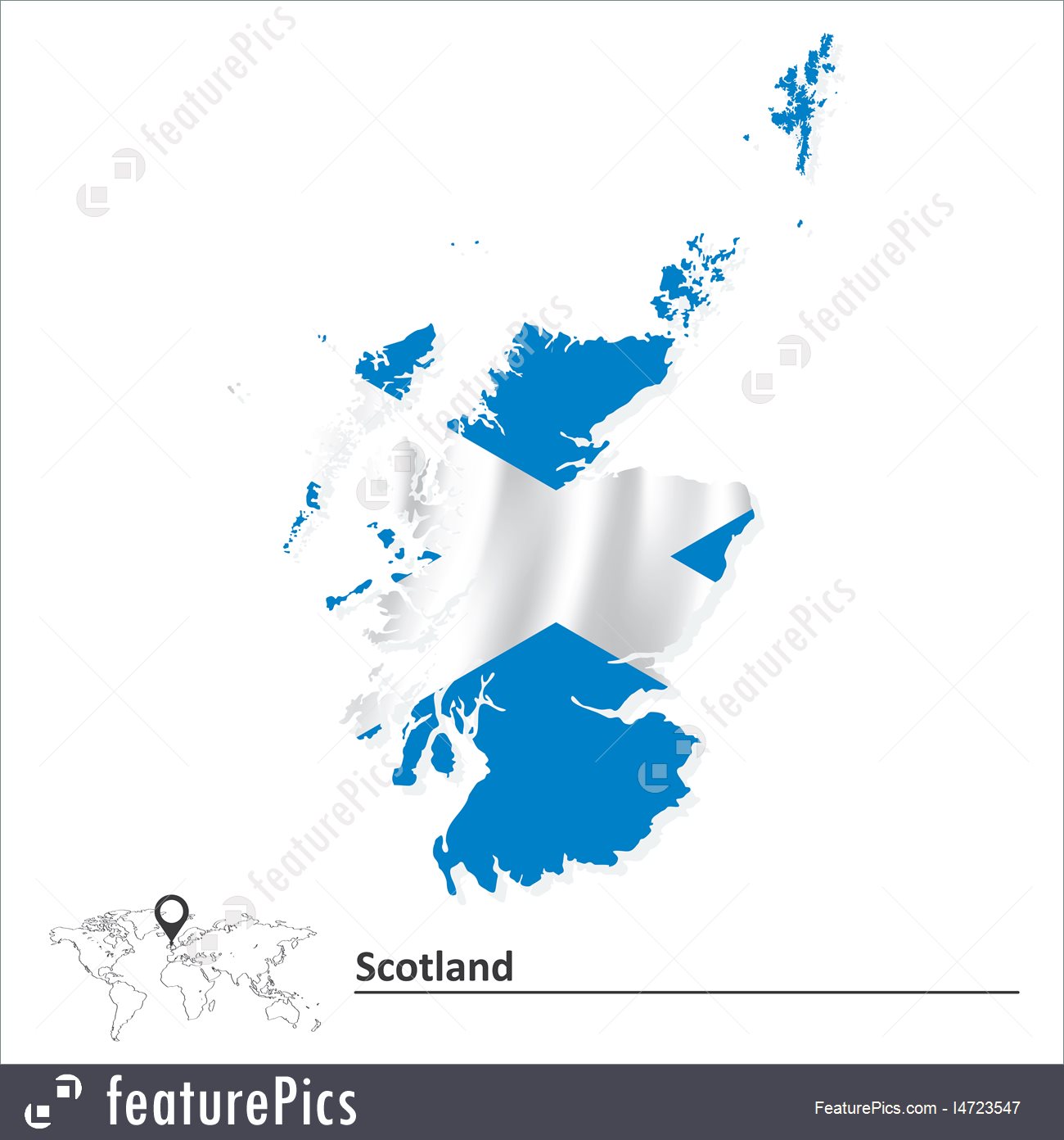 1300x1392 Illustration Of Map Of Scotland With Flag