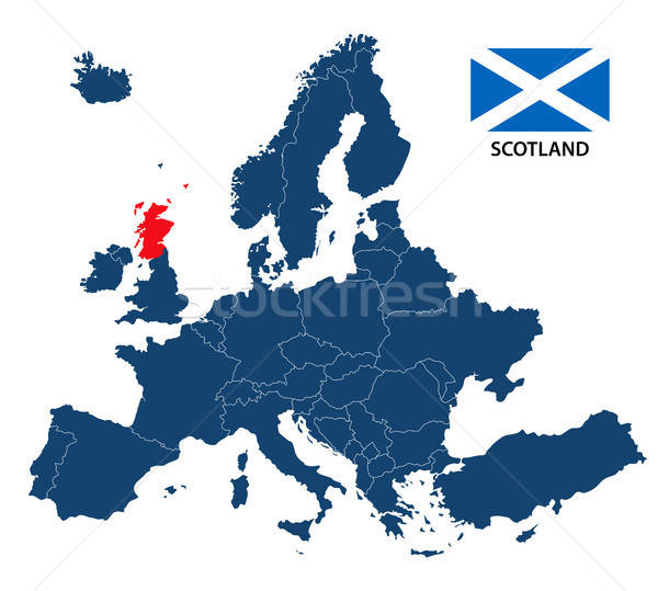 600x539 Vector Illustration Of A Map Of Europe With Highlighted Scotland