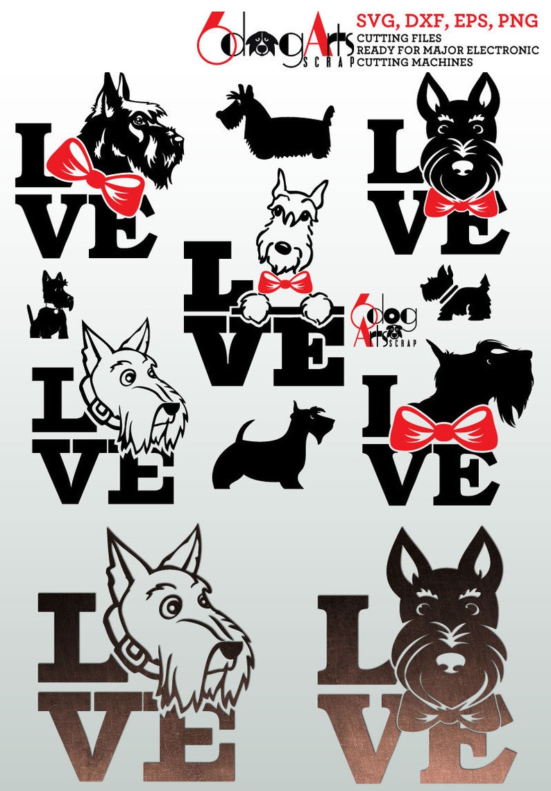 794x1140 Scottish Terrier Dog Love Vector Digital Dxf Etsy