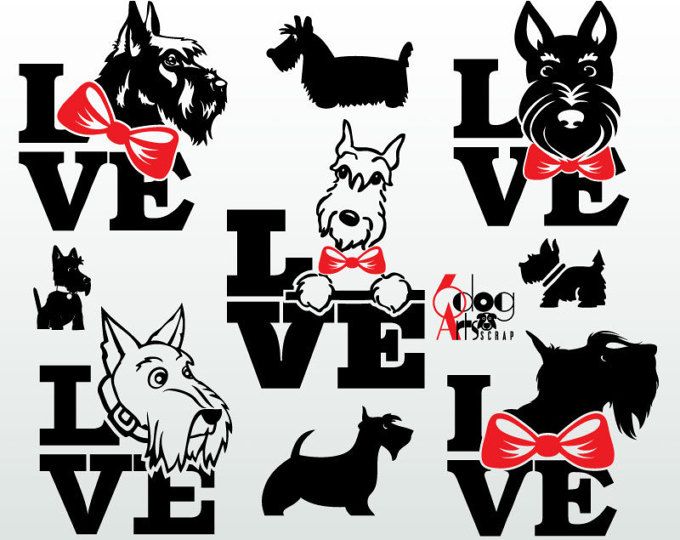 680x540 Scottish Terrier Dog Love Vector Digital Dxf