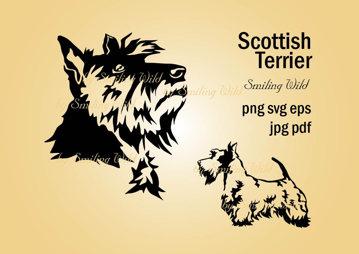 1191x842 Scottish Terrier Scottie Clipart Vector Graphic Art Etsy