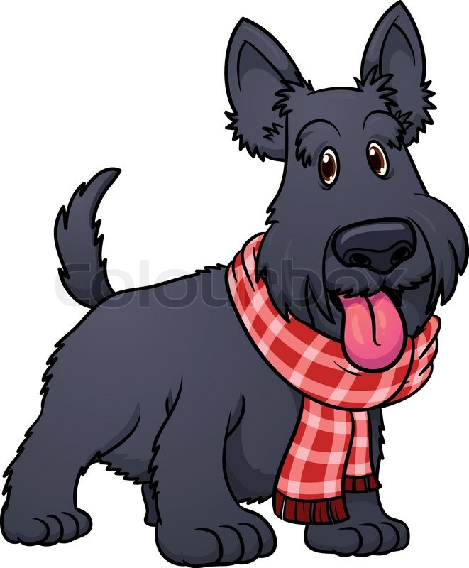 661x800 Cute Cartoon Scottish Terrier Wearing Stock Vector Colourbox