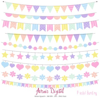 350x350 Pastel Rainbow Bunting Banner Clipart Scrapbook Vector Colorful