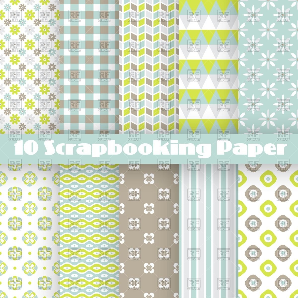 1200x1200 Set Of Patterns For Scrapbook Vector Image Of Backgrounds