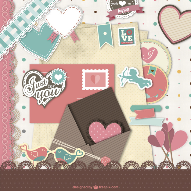 626x626 Valentine's Scrapbook Vector Free Download