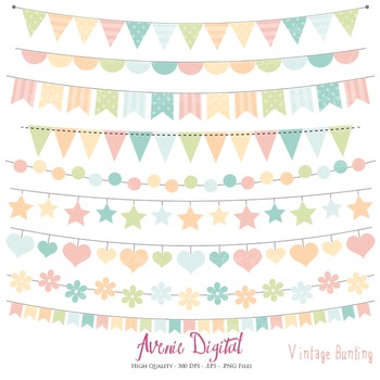 350x350 Vintage Bunting Banner Clipart Scrapbook Vector Colorful Party Clip
