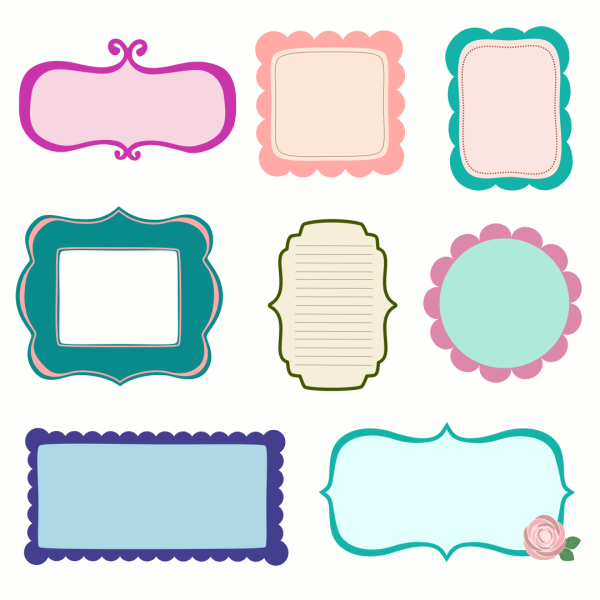 600x600 Free Vector Scrapbook Frames Labels Journal Tags