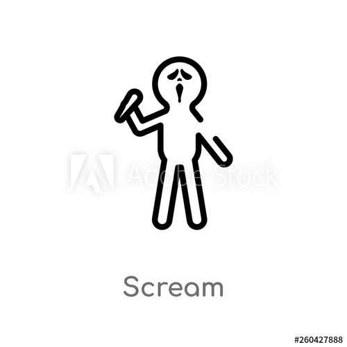 500x500 Outline Scream Vector Icon Isolated Black Simple Line Element