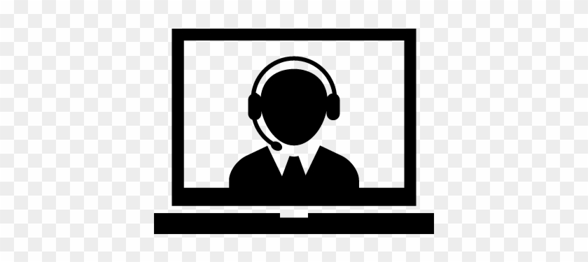 840x375 Operator Of Callcenter On Laptop Screen Vector