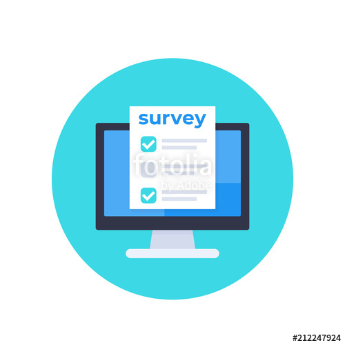 500x500 Online Survey, Feedback Form On Screen Vector Icon Stock Image