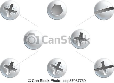450x329 Screw Heads A Set Of Screw,nuts, Bolt And Rivet Head Design