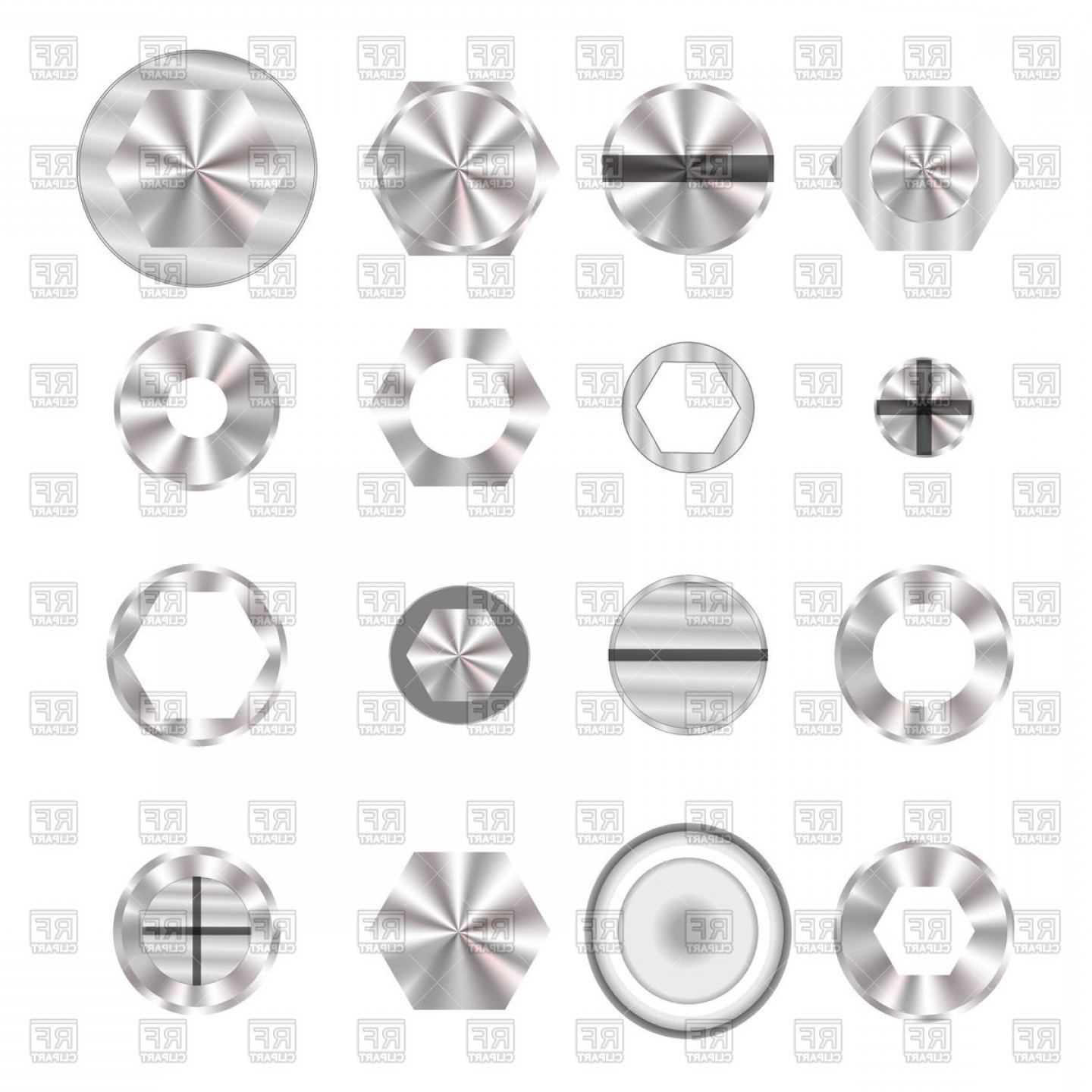 1440x1440 Set Of Screw Heads Vector Clipart Geekchicpro