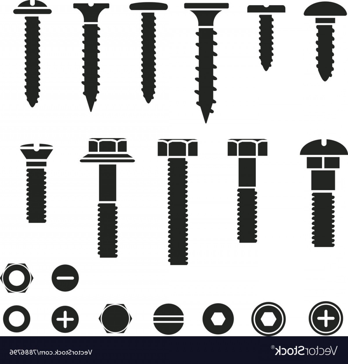 1200x1258 Silhouettes Of Wall Bolts Nuts And Screws Vector Handandbeak
