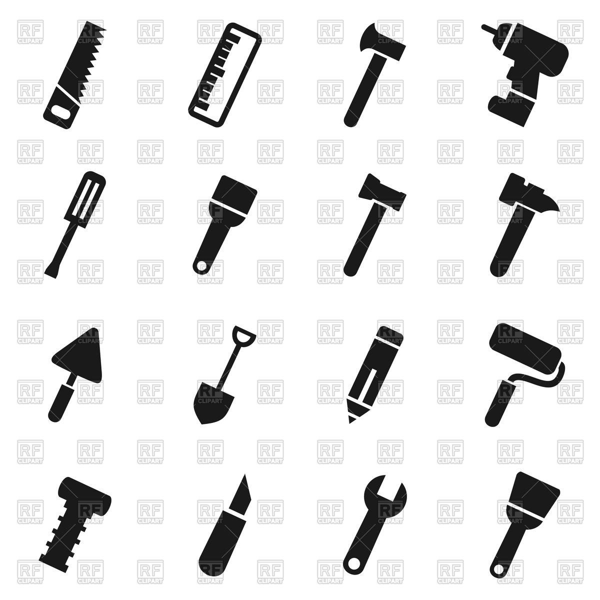 Set Of Tool Icons 1200x1200 Set Of Tool Icons