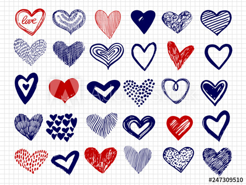 Ballpoint Pen Drawing Doodle Hearts Vector Big Collection 500x375 Ballpoint Pen Drawing Doodle Hearts Vector Big Collection