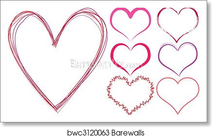 Scribble Hearts, Art Print Barewalls Posters Prints 436x282 Scribble Hearts, Art Print Barewalls Posters Prints