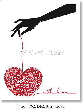 Hand With Scribble Heart, Vector, Art Print Barewalls Posters 292x382 Hand With Scribble Heart, Vector, Art Print Barewalls Posters