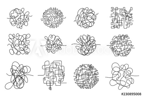 500x341 Set Of Chaos Lines Hand Drawing Tangled Clew Insane Scribble