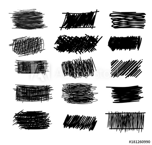 500x477 Set Of Simple Bold Hatching Doodle Lines, Curves, Frames Pencil