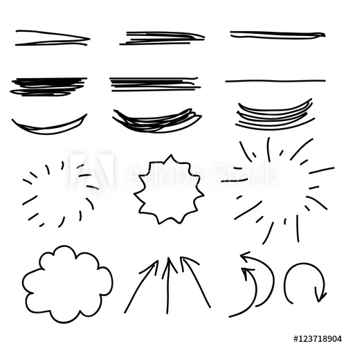 500x500 Hand Drawn Scribble, Set Of Doodles, Lines, Accentuation, Arrows
