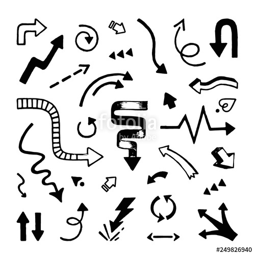 500x500 Arrows Hand Drawn Doodle Sketchy Line Arrow Pointers