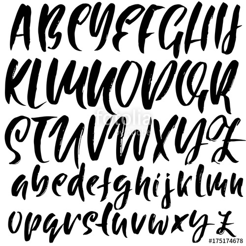 500x500 Hand Drawn Font Modern Brush Lettering Grunge Style Alphabet