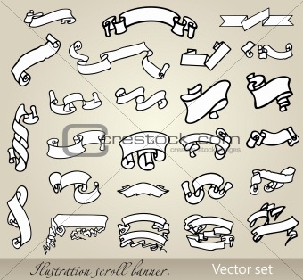 340x314 Image Illustration Scroll Banner Vector Set