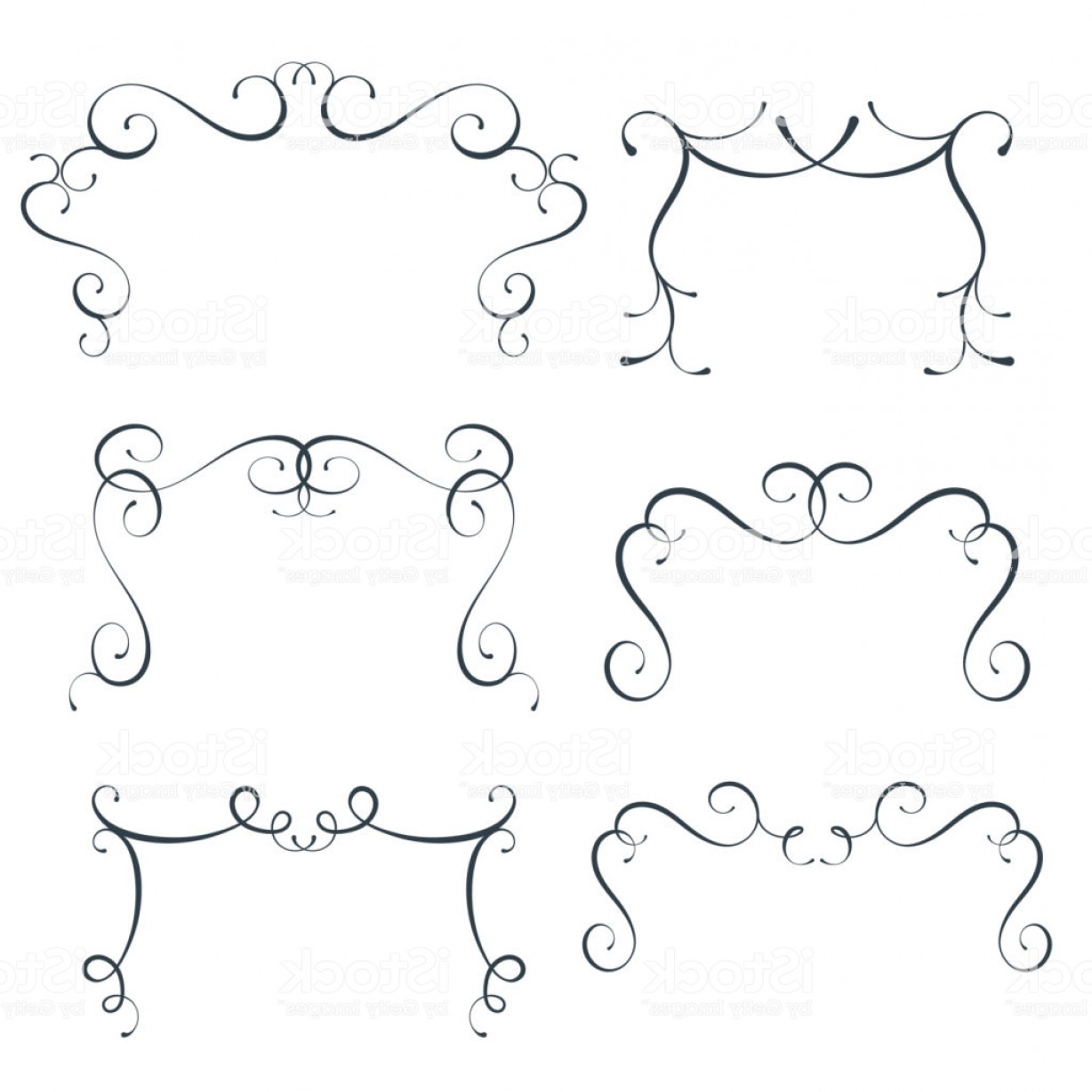 1228x1228 Vector Flourish Frames Set Scroll Border Collection Curl