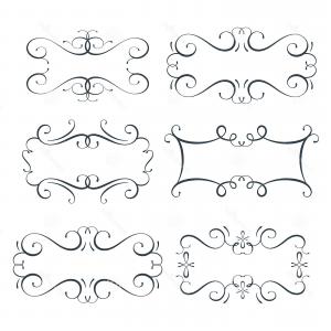 300x300 Vector Flourish Frames Set Scroll Border Collection Place Text