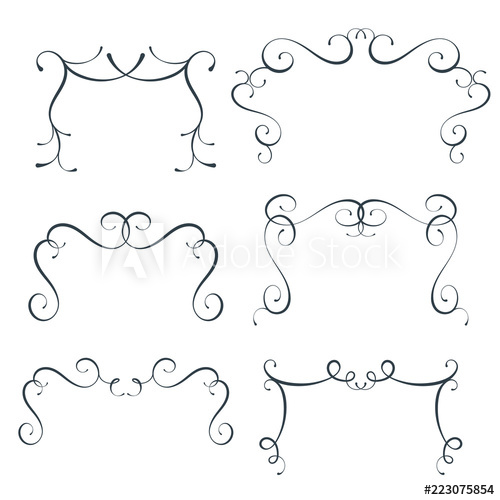 500x500 Vector Flourish Frames Set, Scroll Border Collection, Curl