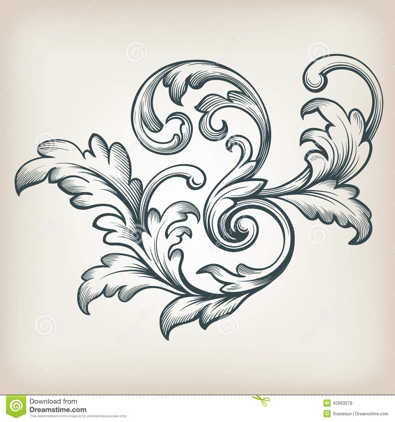 1300x1390 Vector Vintage Baroque Border Scroll Design Stock Vector