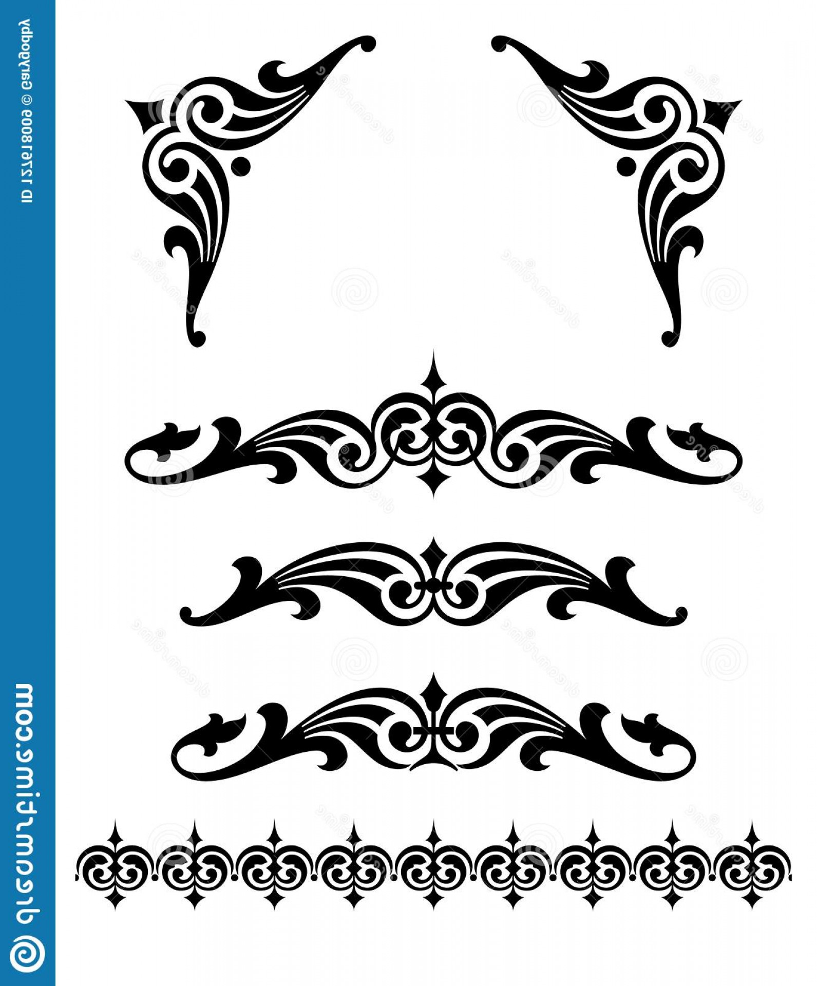 1591x1920 Bold Scroll Design Set Corner Pieces Vintage Designs S Vector