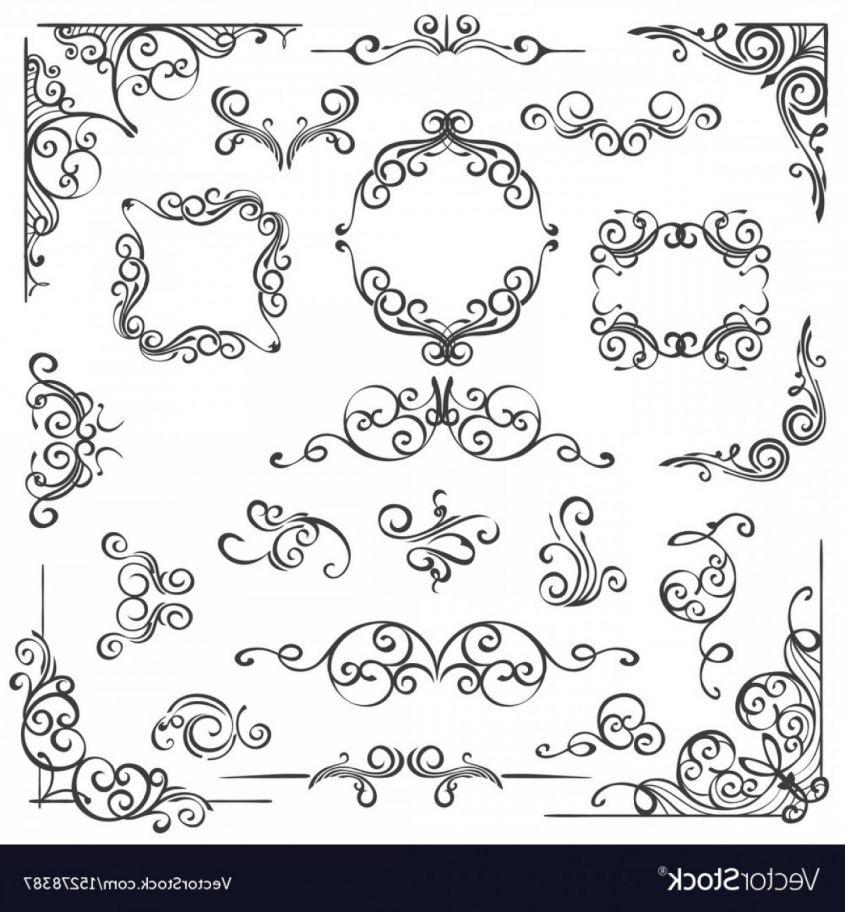 1728x1866 Ornate Swirl Frames Headers And Scroll Elements Vector Cultracing