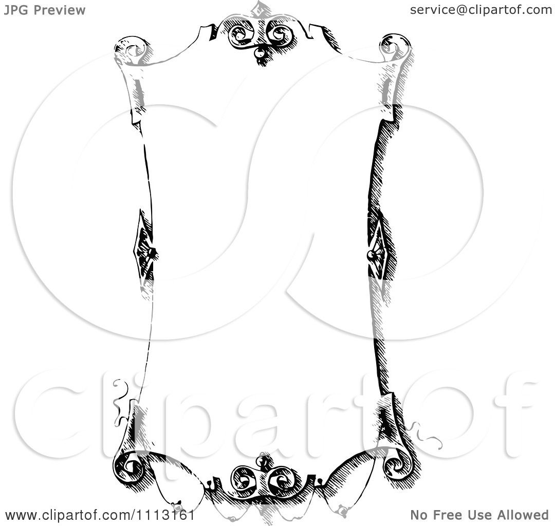 1080x1024 Clipart Black And White Ornate Vintage Scroll Frame