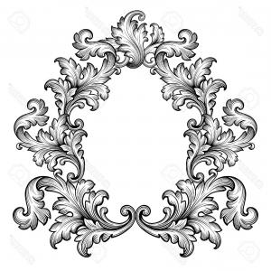 300x300 Photostock Vector Vintage Baroque Frame Scroll Ornament Engraving