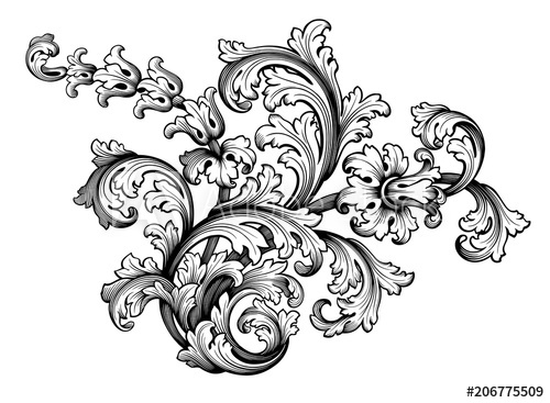 500x367 Vintage Baroque Victorian Frame Border Flower Pattern Vector