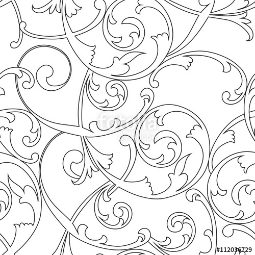 500x500 Vintage Seamless Baroque Frame Scroll Ornament Pattern Vector
