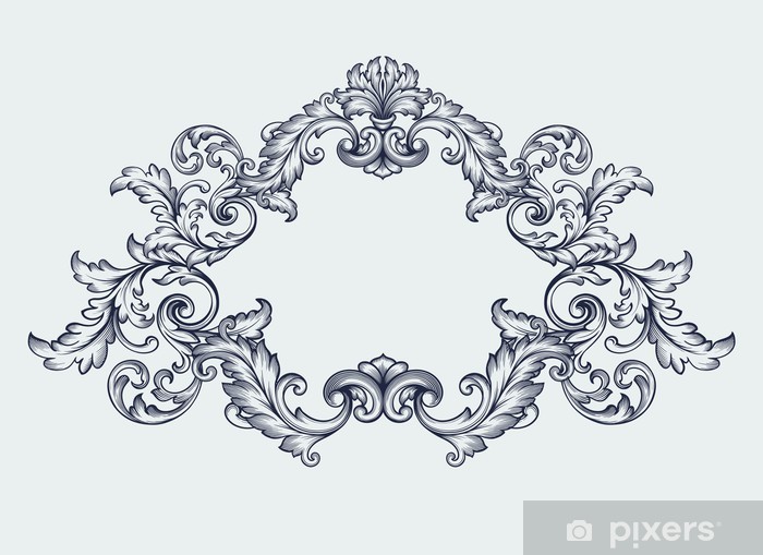 700x509 Vector Vintage Baroque Frame Scroll Pattern Sticker