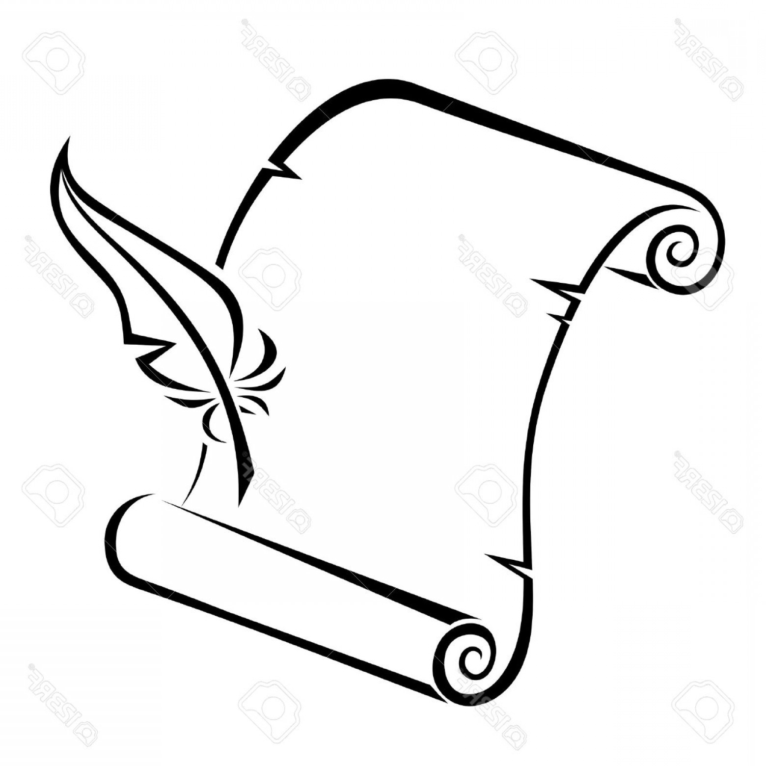 1560x1560 Paper Silhouette Black Silhouette Of Paper Scroll And Feather Pen