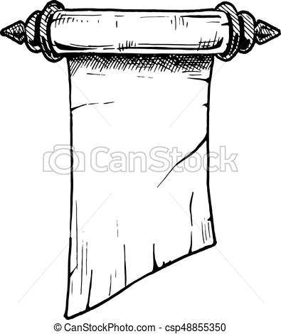 395x470 Illustration Of Old Scroll Vector Hand Drawn Illustration Of Old