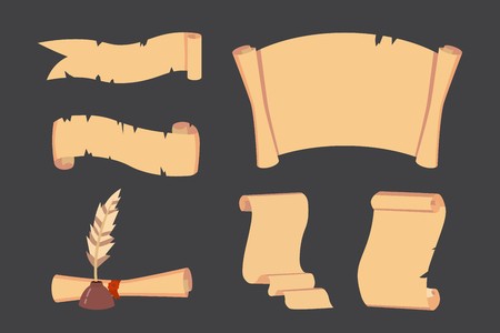 450x300 Old Paper Scroll Vector Set Retro Document Script With Copyspace