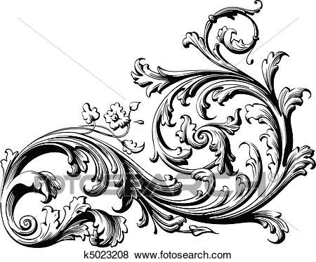 450x373 Floral Scroll Clip Art Mirror Filigree Tattoo, Art, Drawings