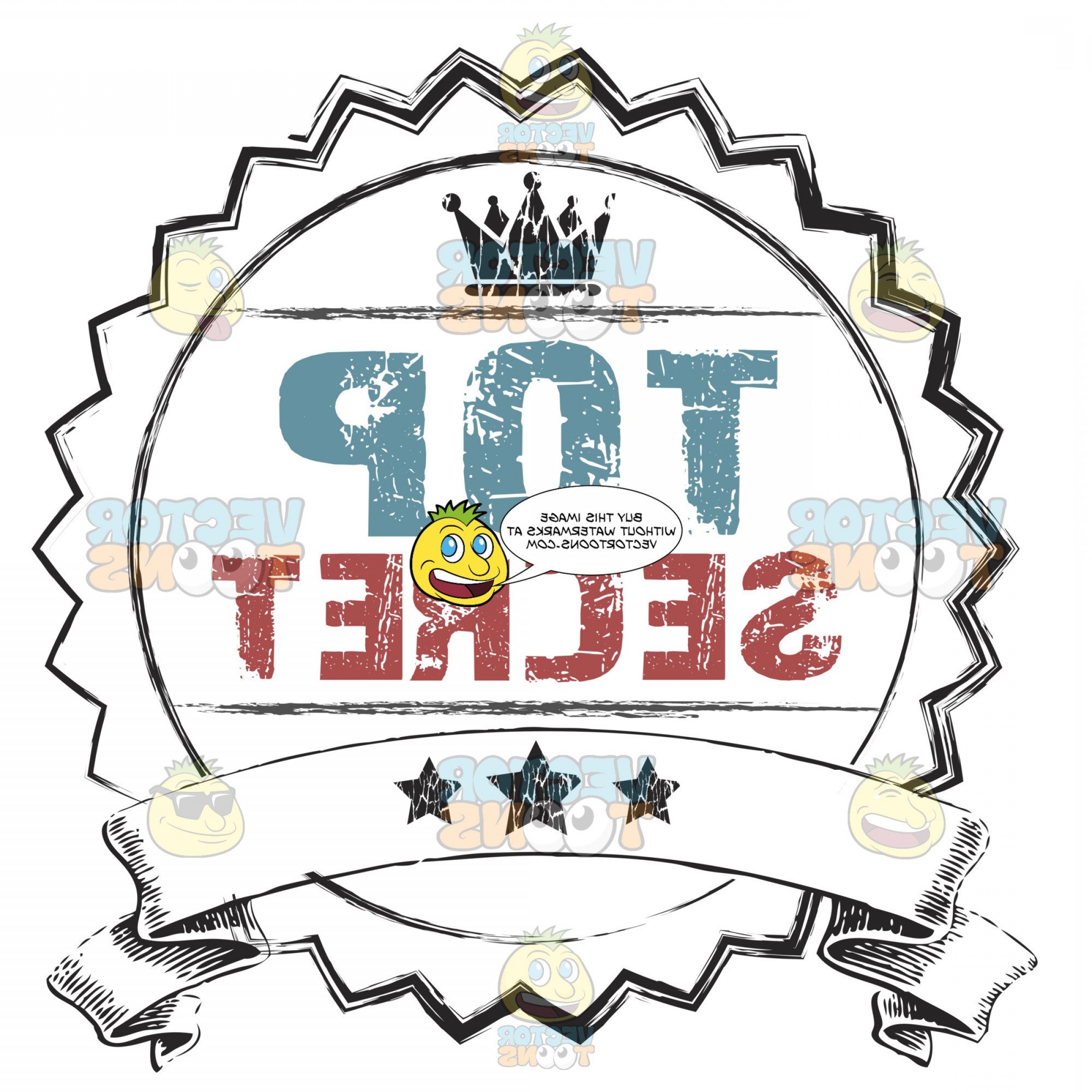 2400x2400 Colored Words Top Secret Inside Circle With Ribbon Scroll Stars