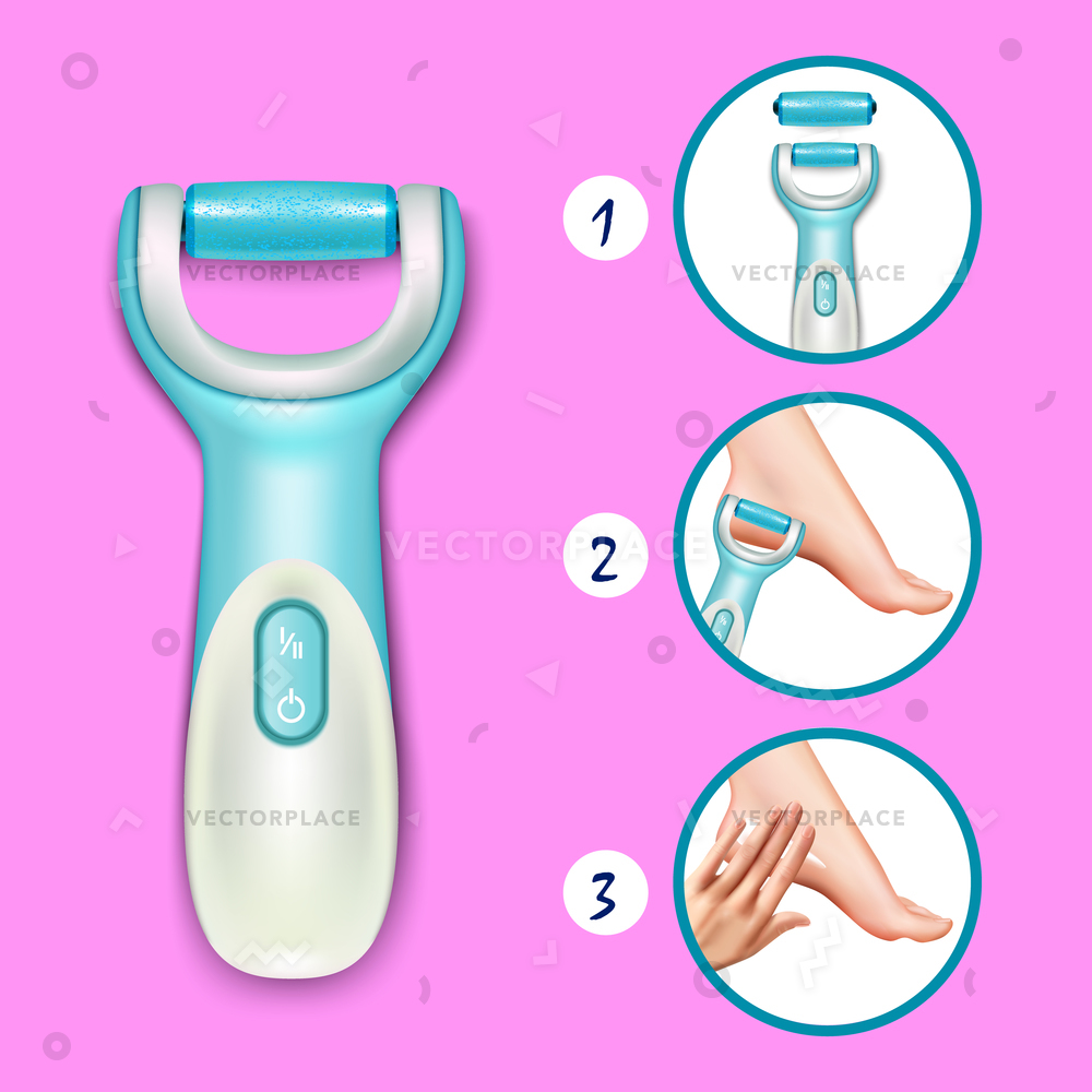 1000x1000 Pedicure Tools Realistic Poster Foot Scrub Vector Illustration