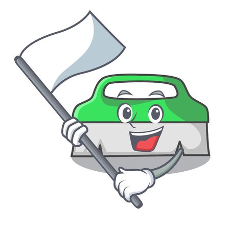 450x450 With Flag Scrub Brush Mascot Cartoon Vector Illustration Royalty