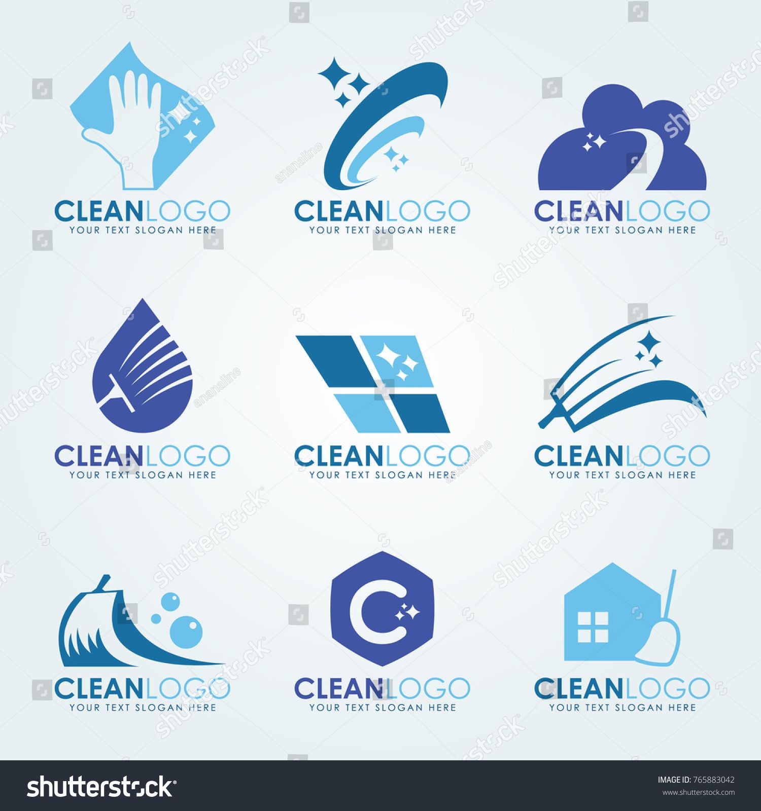 1500x1600 Blue Clean Logo With Cleaning Gloves, Water Droplets Scrub Brush