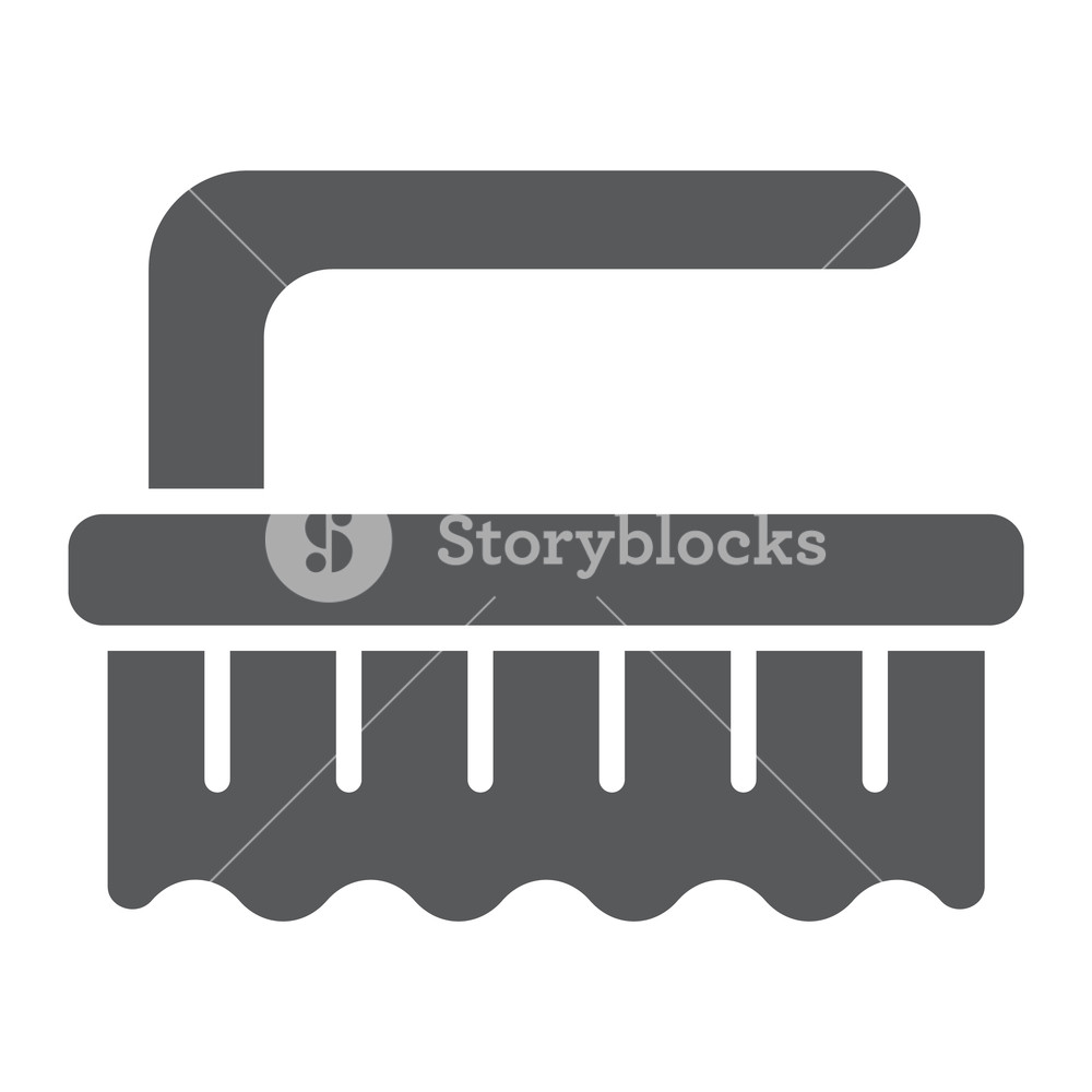 1000x1000 Brush Glyph Icon, Clean And Wash, Scrub Brush Sign, Vector
