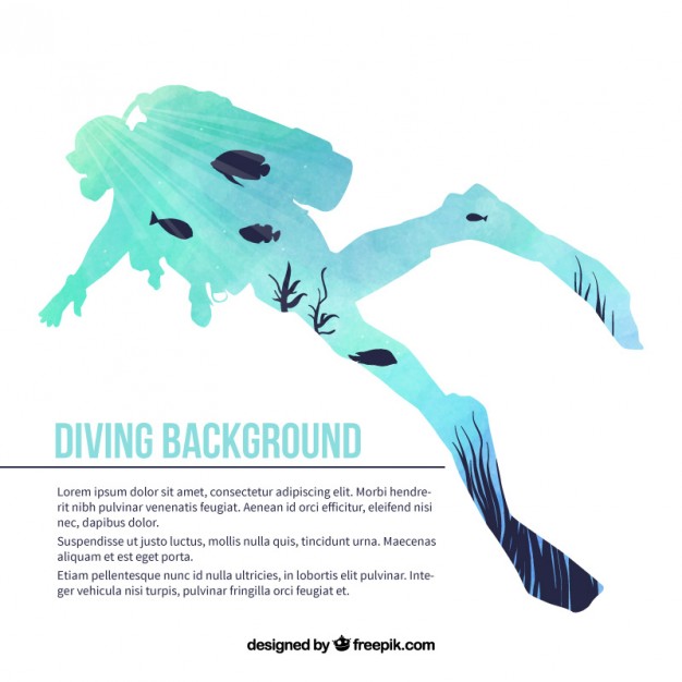 Watercolor Scuba Diver Silhouette Background Vector Free Download 626x626 Watercolor Scuba Diver Silhouette Background Vector Free Download
