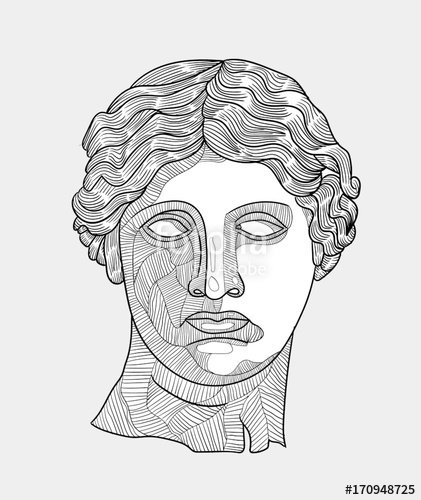 421x500 Classical Sculpture Vector Illustration Hand Drawn Venus