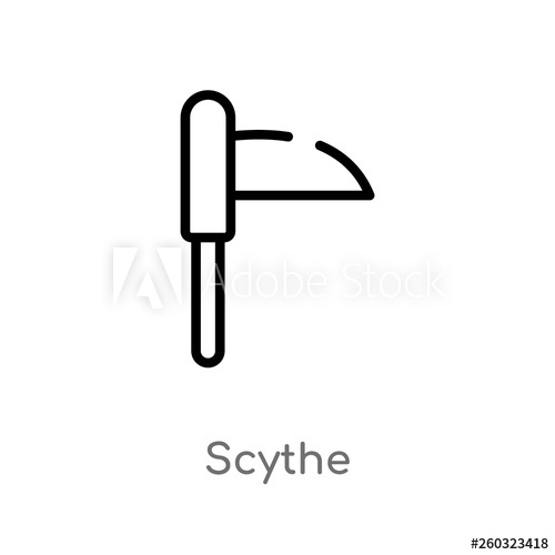 Outline Scythe Vector Icon Isolated Black Simple Line Element 500x500 Outline Scythe Vector Icon Isolated Black Simple Line Element